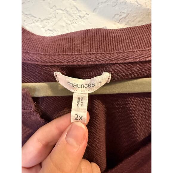 Maurices Lace Panel Pullover Sweatshirt Mauve Purple Size 2X - Picture 4 of 9